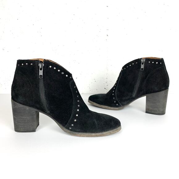 Frye Womens Nora Stud Side Zip Ankle Booties Black Suede Size 6 - Picture 8 of 9